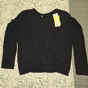 Womens All In Motion Long Sleeve Twist Front Crop Workout Top